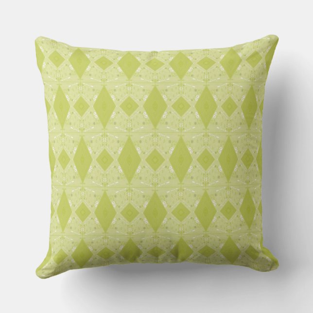 Bohemian Chintz Illustration Micro Pear Green Throw Pillow (Back)