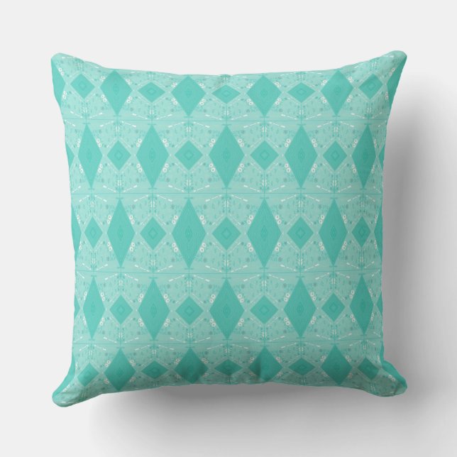 Bohemian Chintz Illustration Micro Spearmint  Throw Pillow (Back)