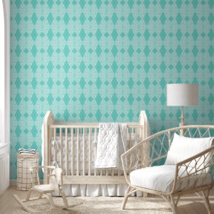 Bohemian Chintz Illustration Pastel Blue Wallpaper