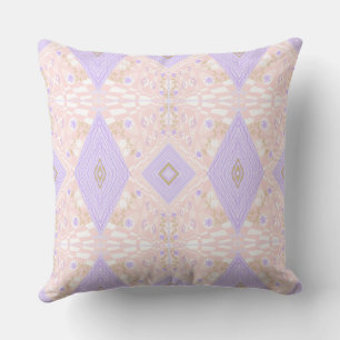 Bohemian Chintz Illustration Pastel Pink Lavender Throw Pillow