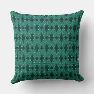 Bohemian Chintz Illustration S Dark Dusty Green Throw Pillow