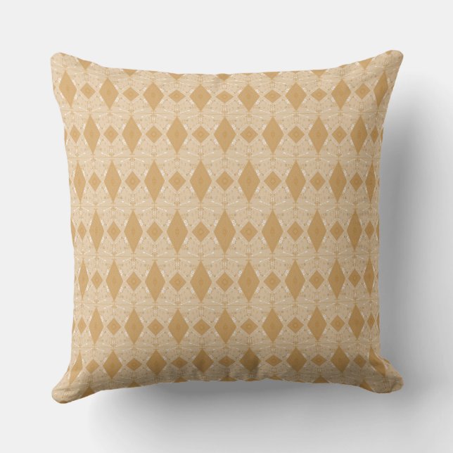 Bohemian Chintz Illustration S Light Brown Throw Pillow (Back)