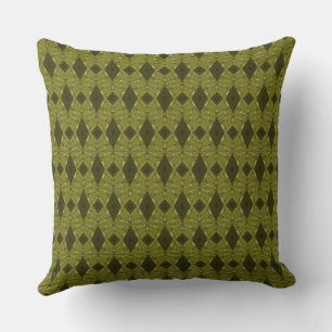 Bohemian Chintz Illustration S Olive Green Throw Pillow