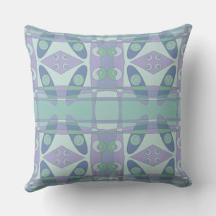 Bohemian Chintz New Dusty Green Purple Blue Throw Pillow