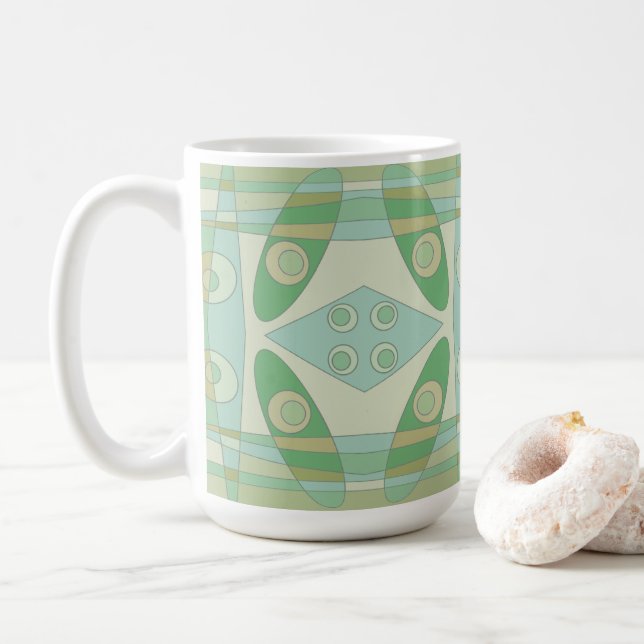 Bohemian Chintz New Green Olive Coffee Mug (With Donut)