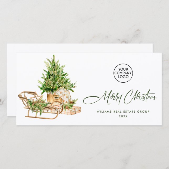 Bohemian Christmas Composition Corporate Greeting Holiday Card (Front/Back)