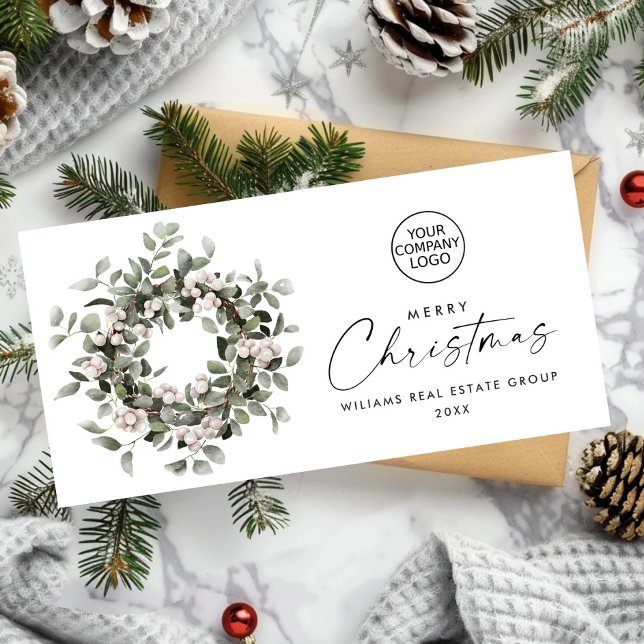 Bohemian Christmas Wreath Corporate Greeting Holiday Card (Creator Uploaded)