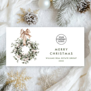 Bohemian Christmas Wreath Corporate Greeting Holiday Card