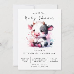 Bohemian Classic Graceful Cow Baby Shower Invitation