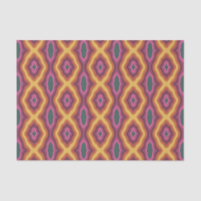 Bohemian Colour Palette Wavy Lattice Pattern Art Tissue Paper (Front)