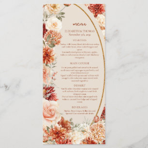 Bohemian colourful fall floral sage rusty colourfu menu