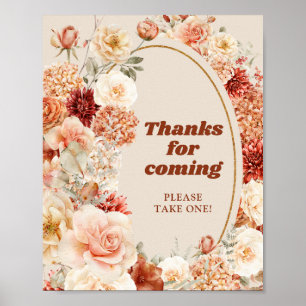 Bohemian colourful fall floral thanks for coming poster
