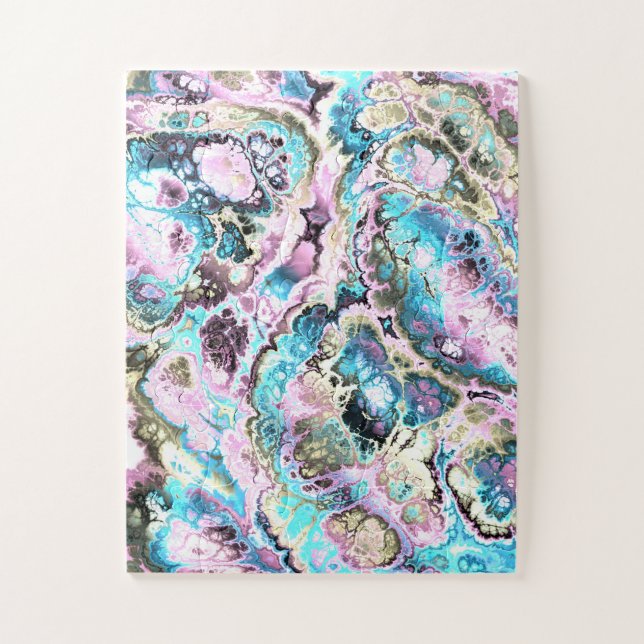Bohemian Colourful Pastel Fractal Marble Abstract Jigsaw Puzzle (Vertical)