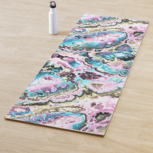 Bohemian Colourful Pastel Fractal Marble Abstract Yoga Mat