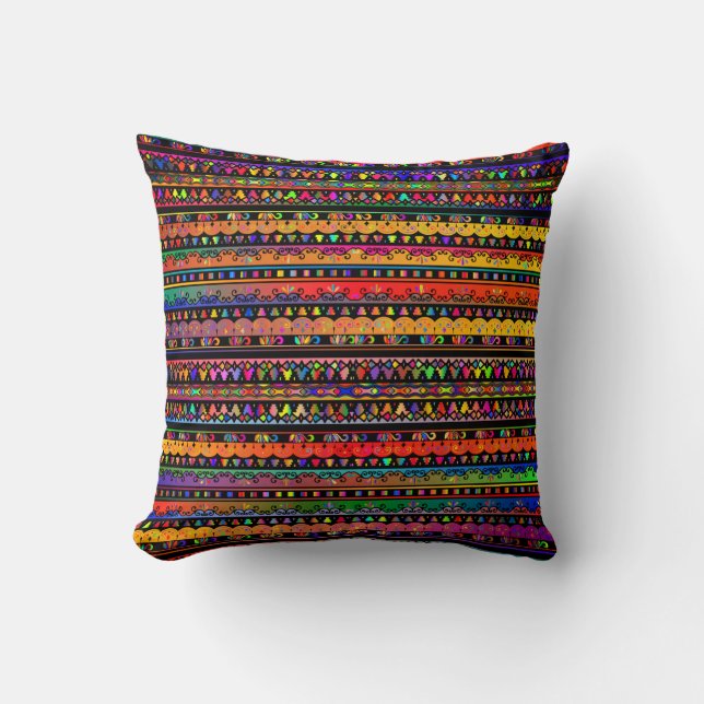 Bohemian Colourful Throw Pillow (Front)