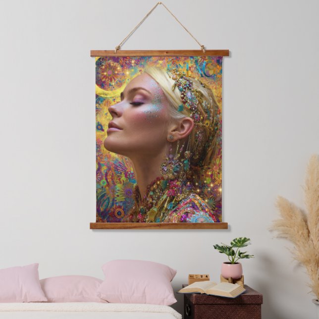 Bohemian Cosmic Goddess Art Tapestry (Bedroom)