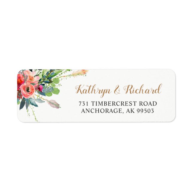 Bohemian Country Flowers Arrow Wedding Address (Front)