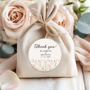 Bohemian Cream Floral Wedding Classic Round Sticker