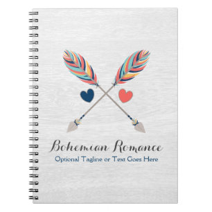 Bohemian Crossed Arrows On Rustic Wood Boho Chic Notebook