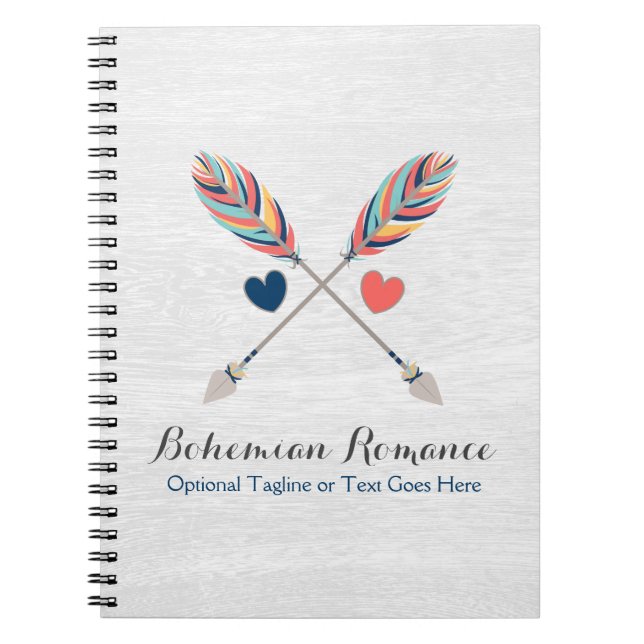 Bohemian Crossed Arrows On Rustic Wood Boho Chic Notebook (Front)