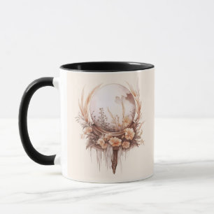 Bohemian Crystal Ball Flowers Gold Halloween Mug