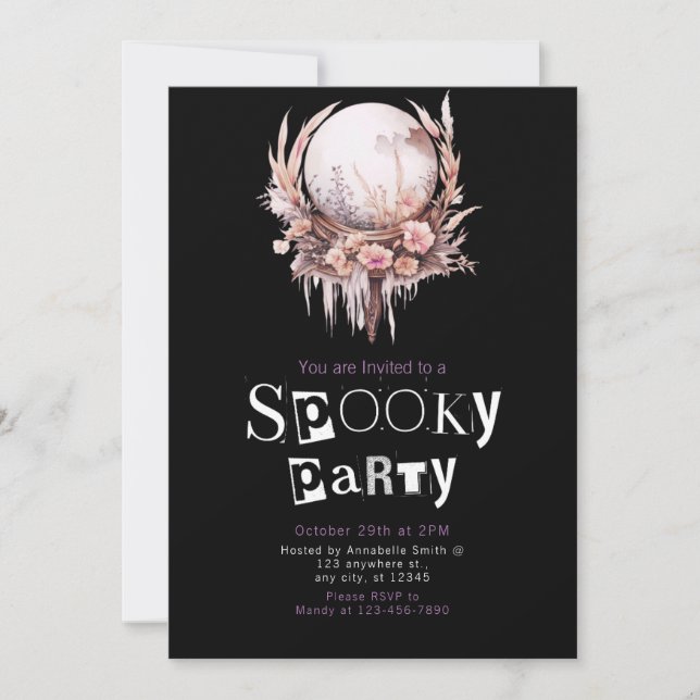 Bohemian Crystal Ball Witch Magick Halloween Party Invitation (Front)