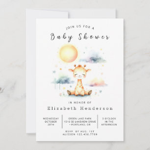 Bohemian Custom Giraffe Baby Shower  Invitation