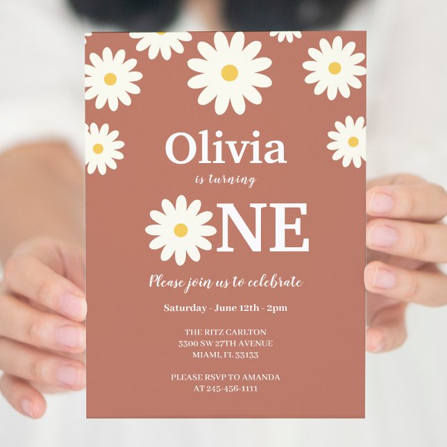 Bohemian Daisy Floral 1st Birthday Party  Invitation (Creator Uploaded)