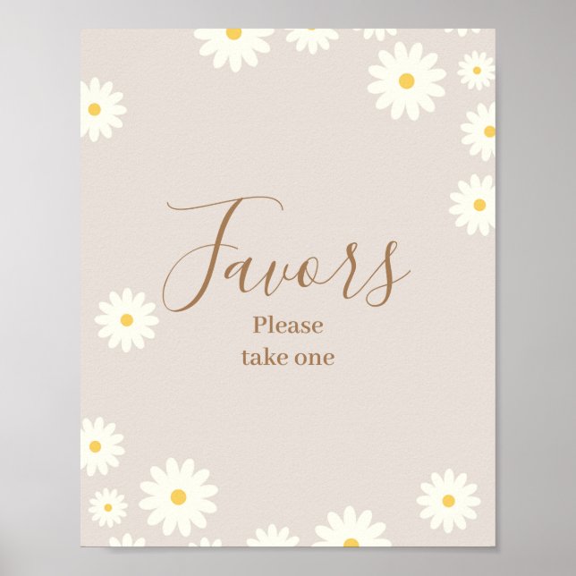 Bohemian Daisy Floral Baby Shower Favour Sign (Front)