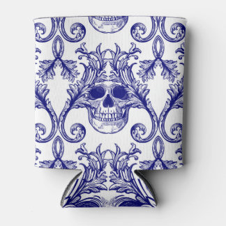 Bohemian damask, skull seamless ornament. can cooler