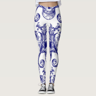 Bohemian damask, skull seamless ornament. leggings