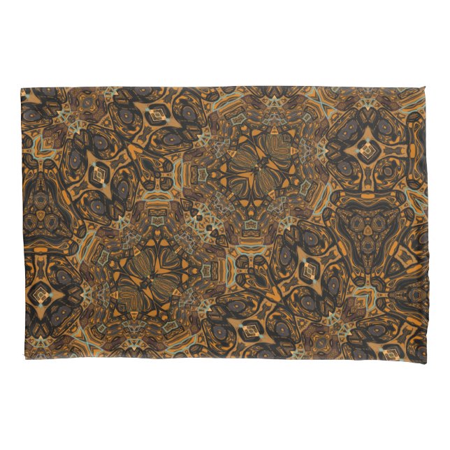 Bohemian Dark Brown Pattern Pillowcase (Front)