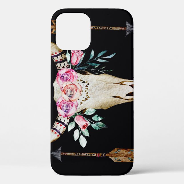 Bohemian Deer Skull Watercolor Art Case-Mate iPhone Case (Back)