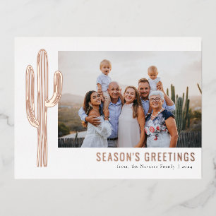 Bohemian Desert Cactus Family Photo Foil Holiday Postcard