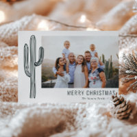 Bohemian Desert Cactus Family Photo Holiday Card