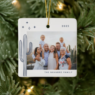 Bohemian Desert Cactus Photo Ceramic Ornament