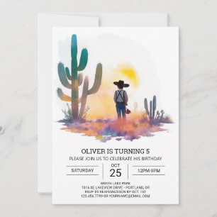 Bohemian Digital Cowboy Birthday Invitation