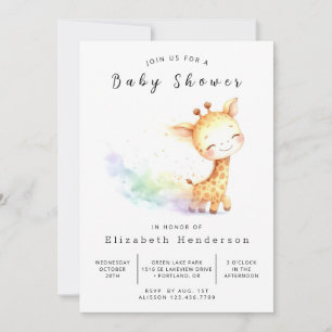 Bohemian Digital Giraffe Baby Shower Invitation