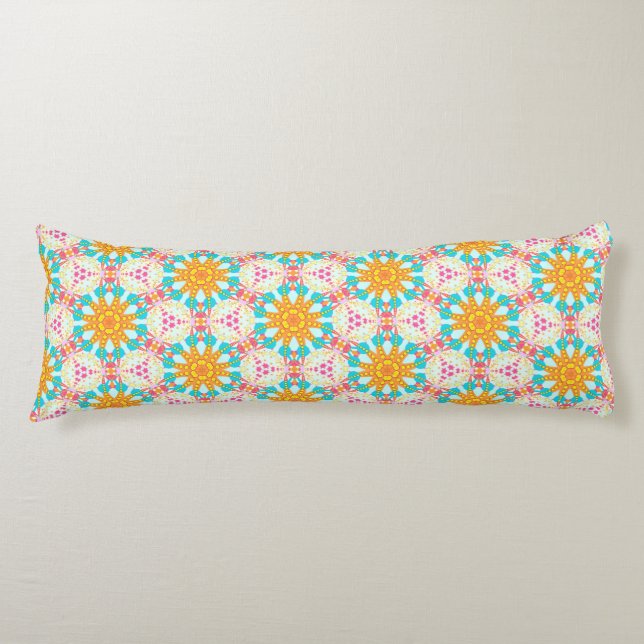 Bohemian Dream Aqua Pink Orange Body Pillow (Front)
