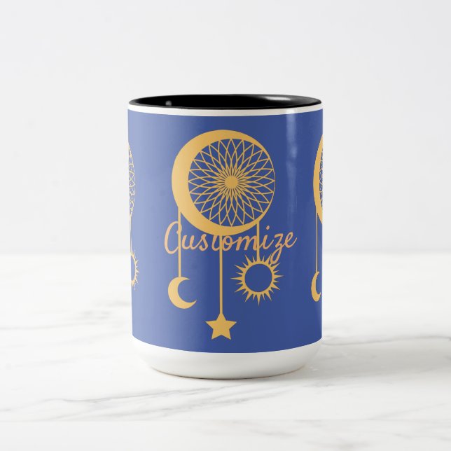 Bohemian Dream Catcher Thunder_Cove  Two-Tone Coffee Mug (Center)