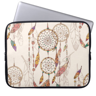 Bohemian dream catcher with beads and feathers, se laptop sleeve
