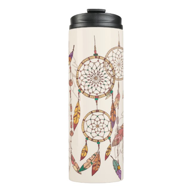 Bohemian dream catcher with beads and feathers, se thermal tumbler (Front)