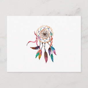 Bohemian Dreamcatcher in Vibrant Watercolor Paint Postcard