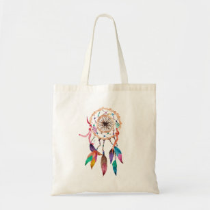 Bohemian Dreamcatcher in Vibrant Watercolor Paint Tote Bag