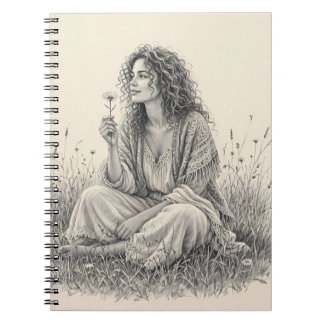 Bohemian Dreamer Pencil Sketch Notebook