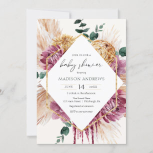 Bohemian Dried Bouquet Baby Shower Invitation