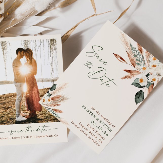 Bohemian Dried Floral Greenery Save The Date Invitation (Creator Uploaded)