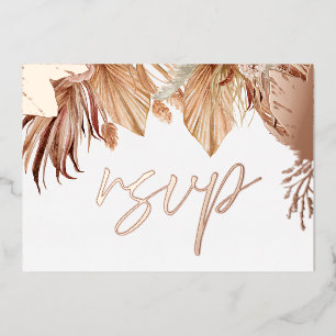 Bohemian Dried Floral Wedding Rose Gold Foil RSVP