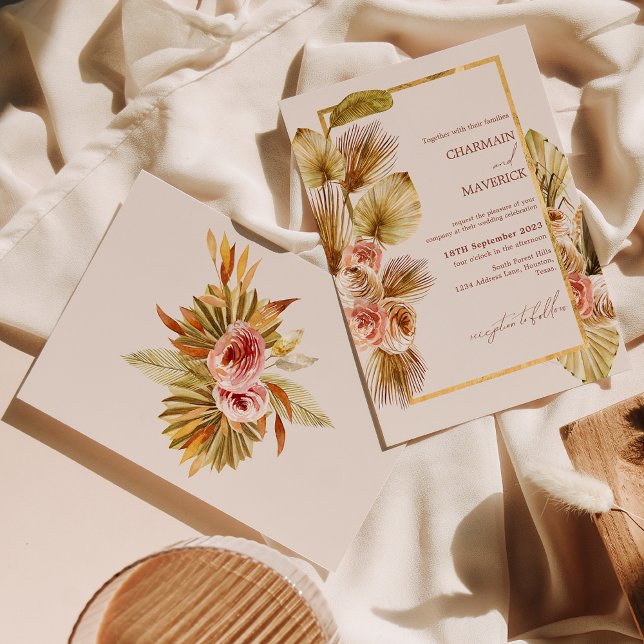 Bohemian Dried Flower Frame Wedding  Invitation (Creator Uploaded)