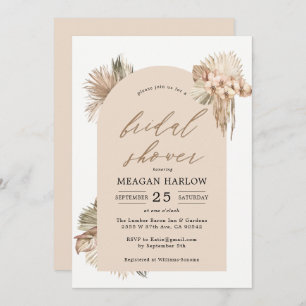 Bohemian Dried Palm Leaves Bridal Shower Invitation